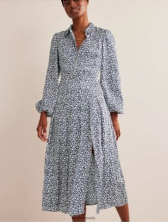 Boden Dresses & Skirts - Boden Navy and White Floral Midi Shirt Dress